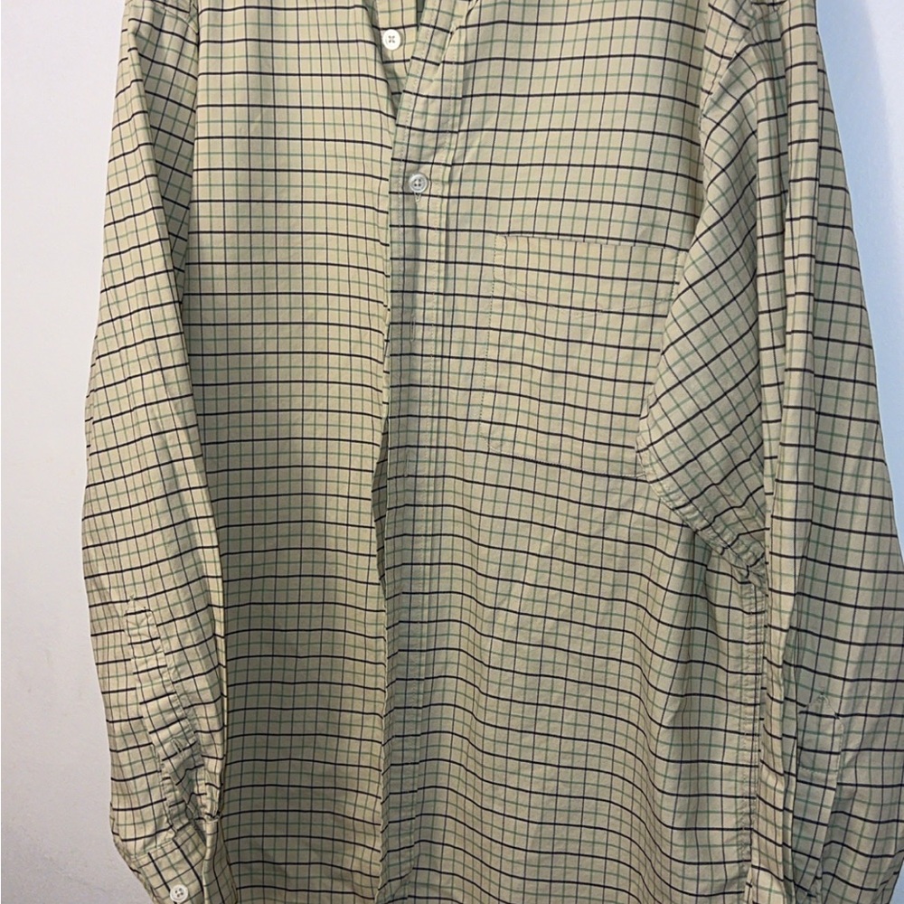 Banana Republic Men's Plaid Shirt - Olive and Black
